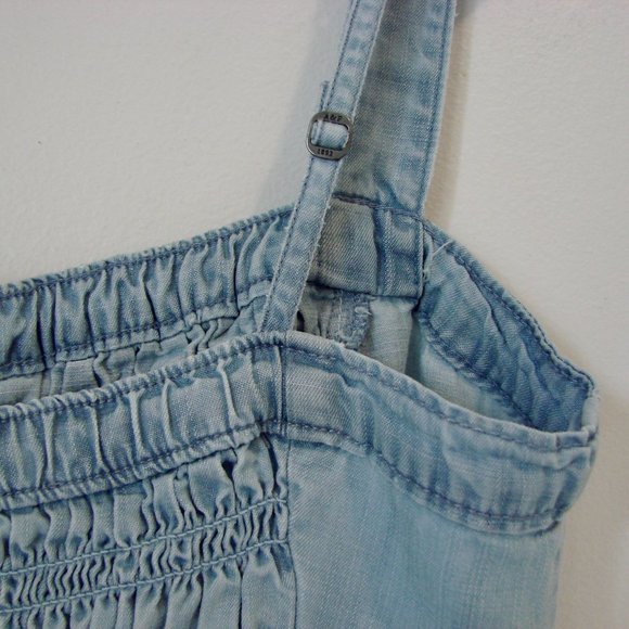 Ambercrombie & Fitch Shorts Romper Smock Top Ruched Blue Chambray Boho Small - Picture 11 of 14